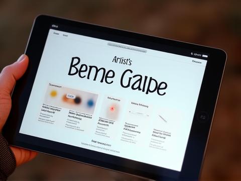 Person sitzt nachdenklich vor einem Laptop mit verschiedenen Branding-Elementen auf dem Bildschirm