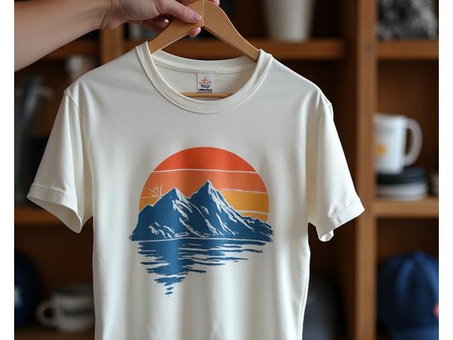 Hand hält T-Shirt mit unique Design